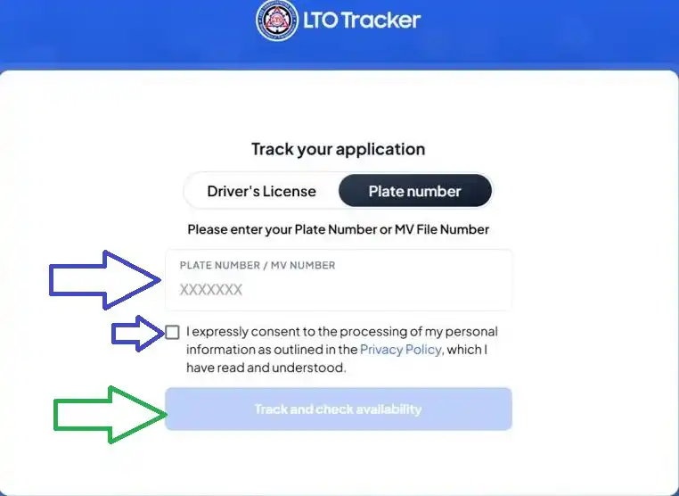 lto tracker with plate number